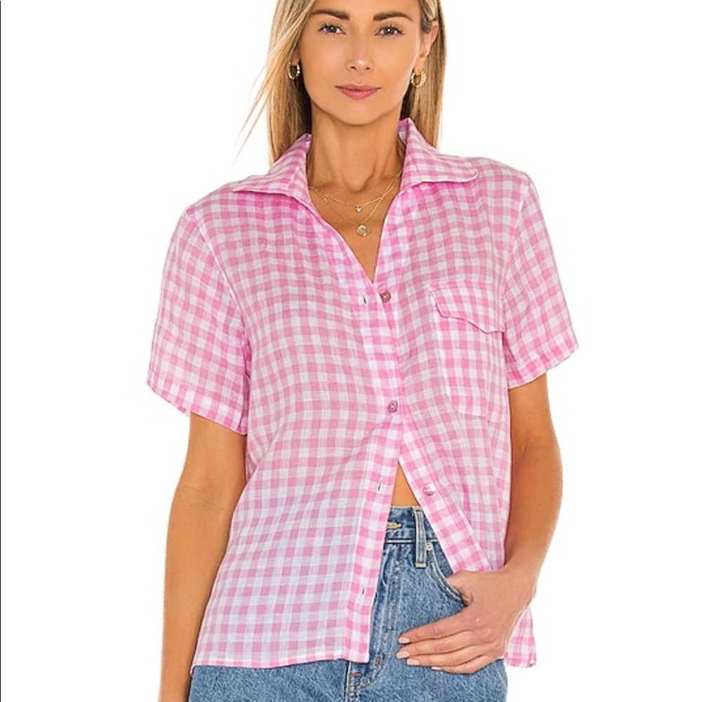 Frankies bikinis Lou Gingham Top in Pink Picnic